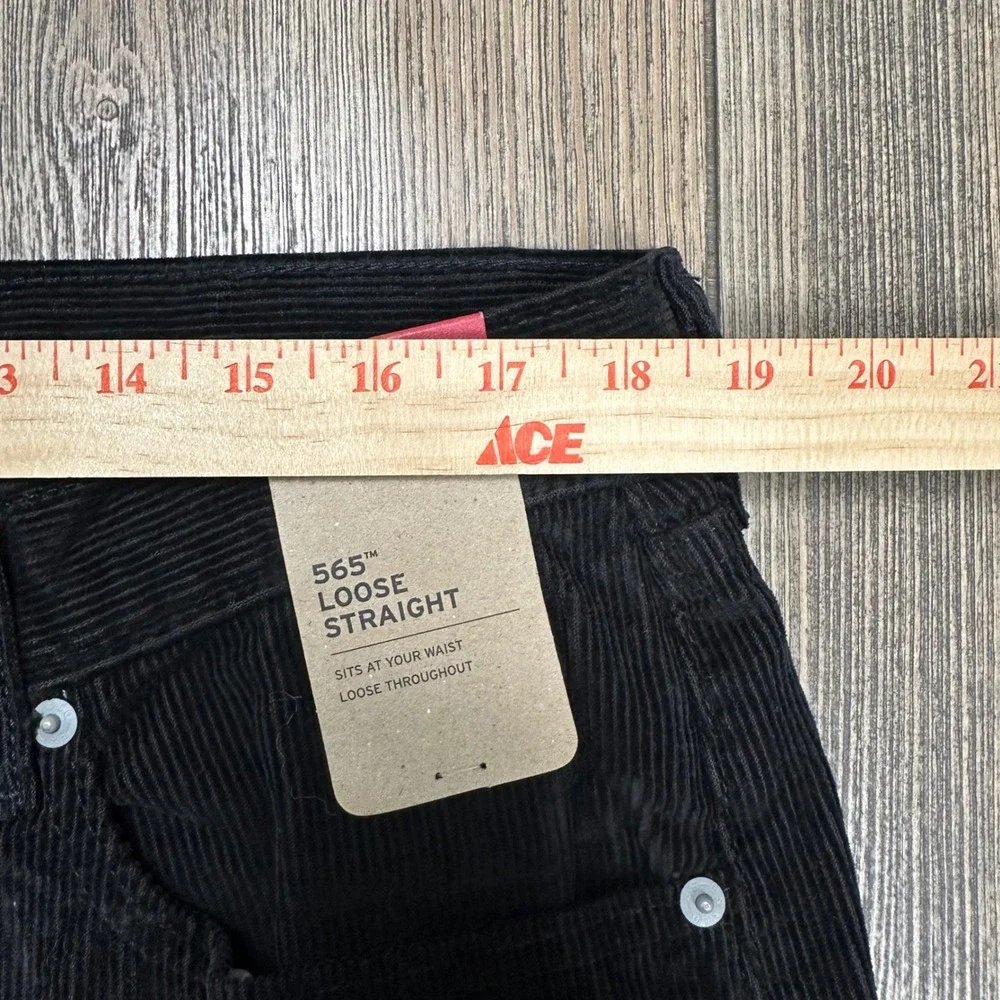 Levis 565 Loose Straight Corduroy Pants Mens 36x36 Black A7221-0056 NEW - Picture 6 of 12